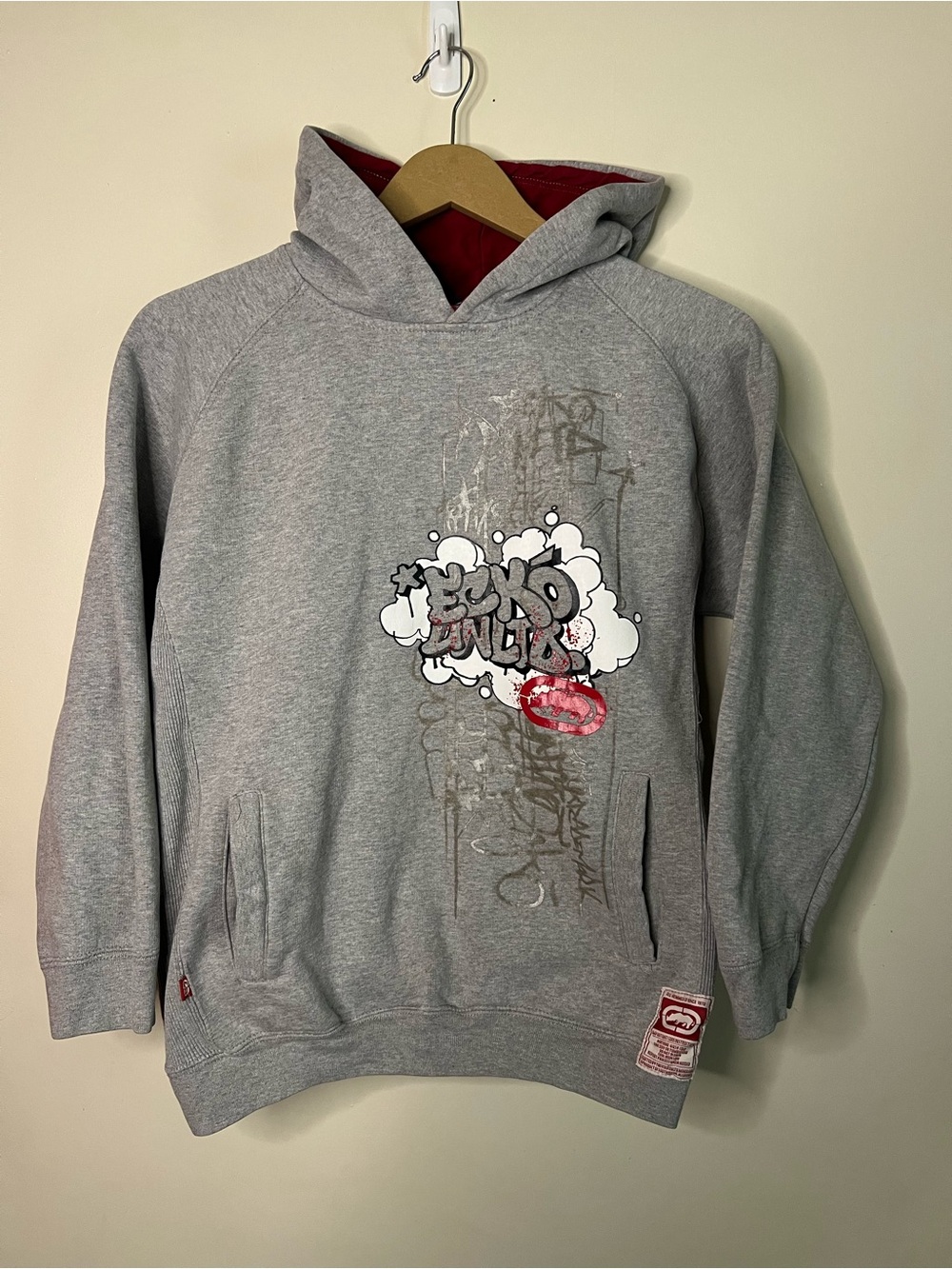 Vintage 90s Y2K Ecko Unltd Graffiti Hoodie Size Youth Kids M *FLAW*